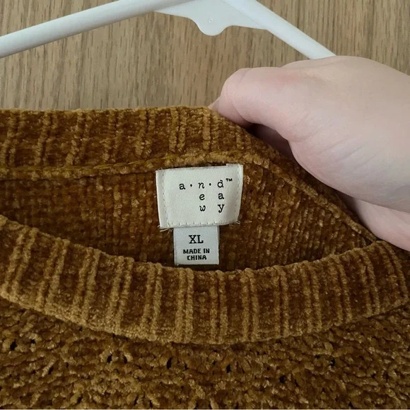 Target A New Day Chenille Brown Mustard Sweater - Picture 3 of 12